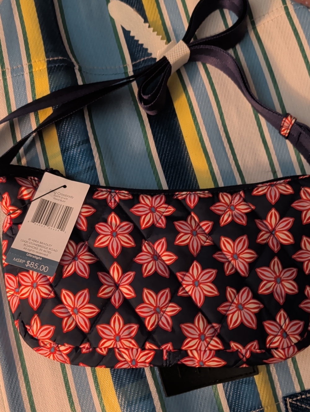 Vera Bradley Small Swing Crossbody Bag Floral Burst Ultralight New NWT